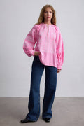 Women's Floral Embroidered Vyshyvanka Blouse - Tie Neck - product photo 2