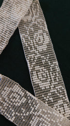 Poltava Merezhka Beaded Gerdan Choker – Ukrainian Necklace in Taupe and white – alternate view 2