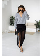 Women's Wool-Blend Cropped Cardigan in gray, alternate view