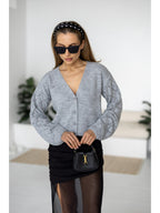 Women's Wool-Blend Cropped Cardigan in gray, alternate view