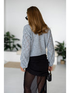 Women's Wool-Blend Cropped Cardigan in gray, alternate view