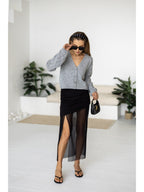 Women's Wool-Blend Cropped Cardigan in gray, main view