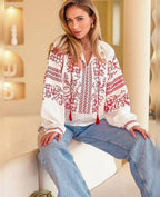 Women's Floral Embroidered Vyshyvanka Blouse - Tie Neck - product photo 5