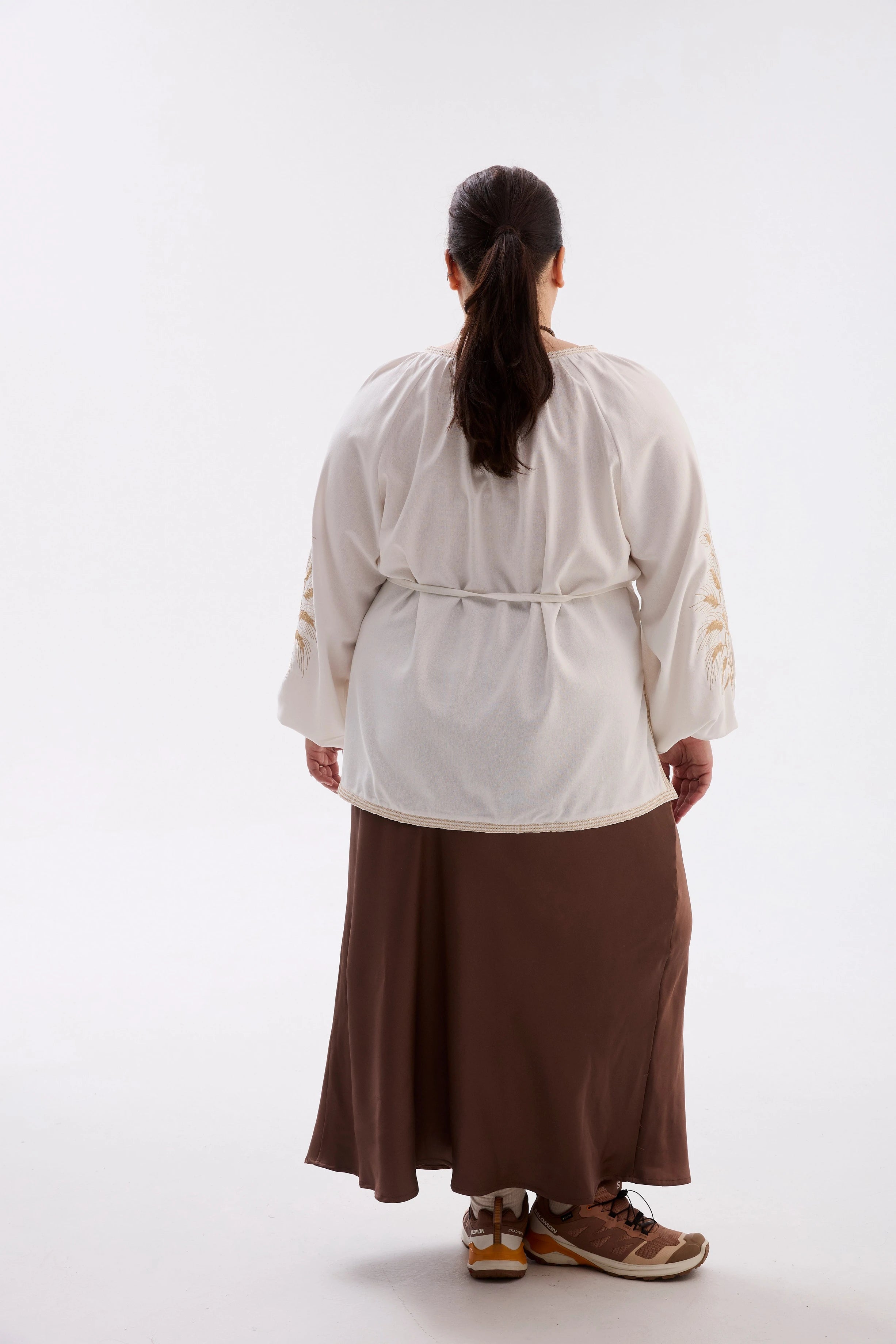 Nezlamna Plus Size Linen-Cotton Vyshyvanka Blouse - Milk & Gold