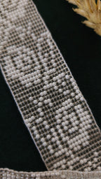 Poltava Merezhka Beaded Gerdan Choker – Ukrainian Necklace in Taupe and white – beadwork detail 2
