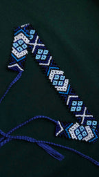 Lesya Ukrainka–Inspired Blue Sylianka – Beaded Ukrainian Choker in Blue, white and black – beadwork detail 3