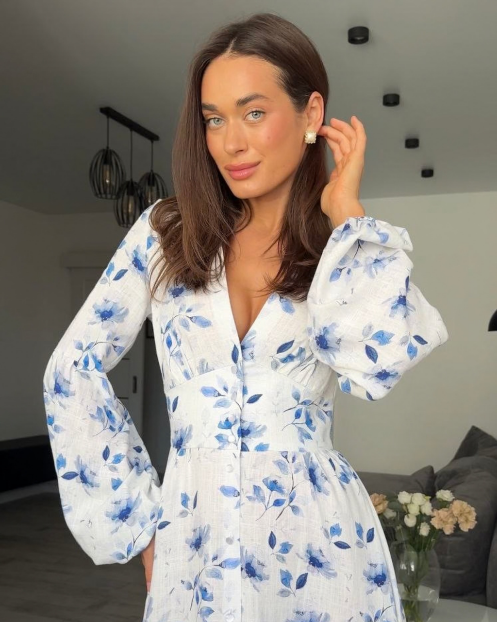 Violeta Linen Dress – Elegant Long Sleeve Dress