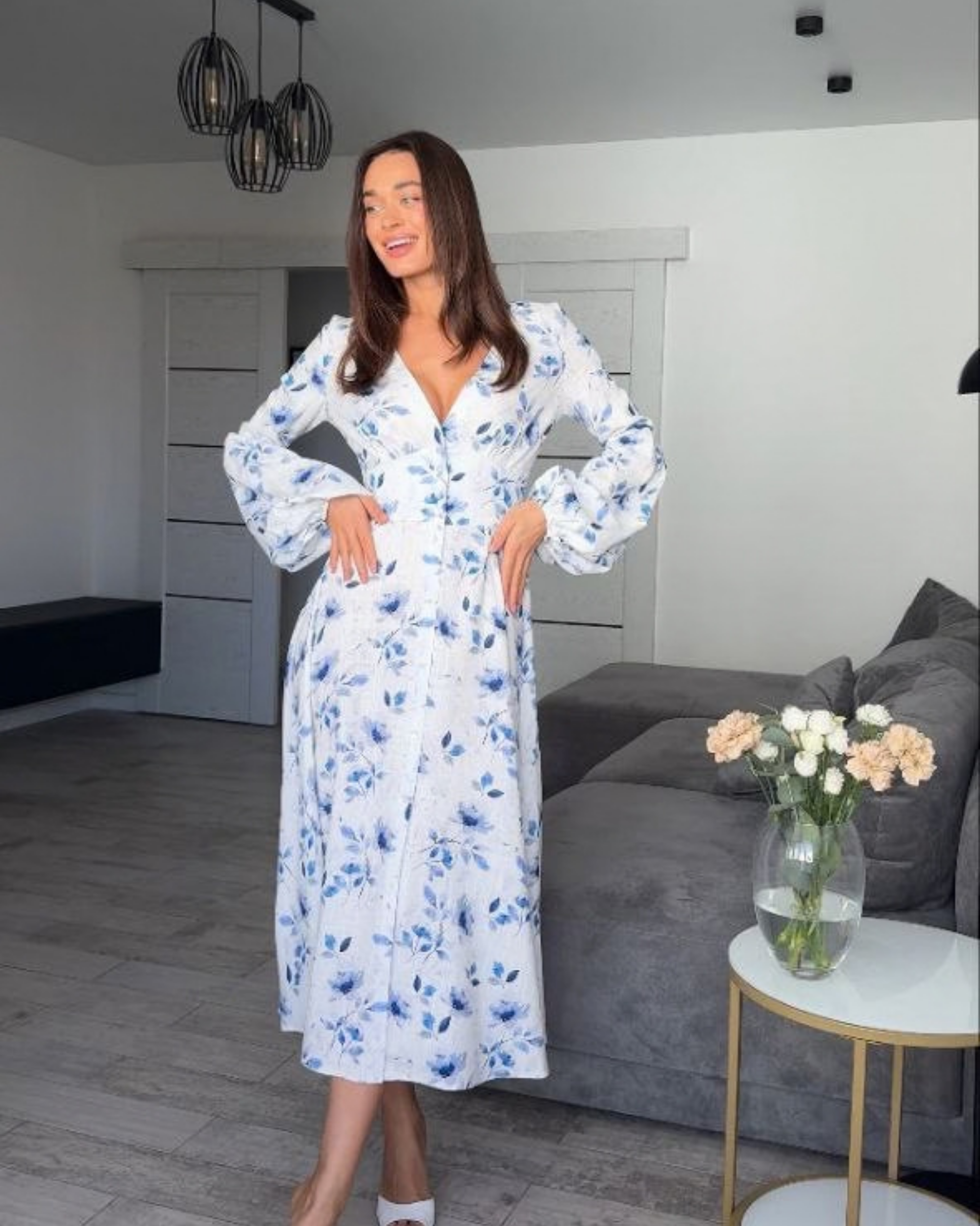 Violeta Linen Dress – Elegant Long Sleeve Dress