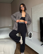 Flannel Shirt & Palazzo Pants Set