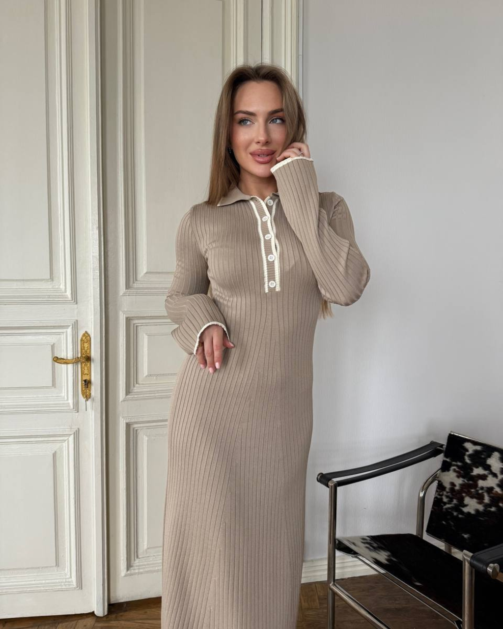 Polo Knit Midi Dress