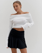 Open Shoulder Cotton Blend Top
