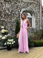Women's Linen Two-Piece Set with Tie — Confeti