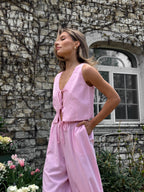 Women's Linen Two-Piece Set with Tie — Confeti