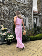 Women's Linen Two-Piece Set with Tie — Confeti