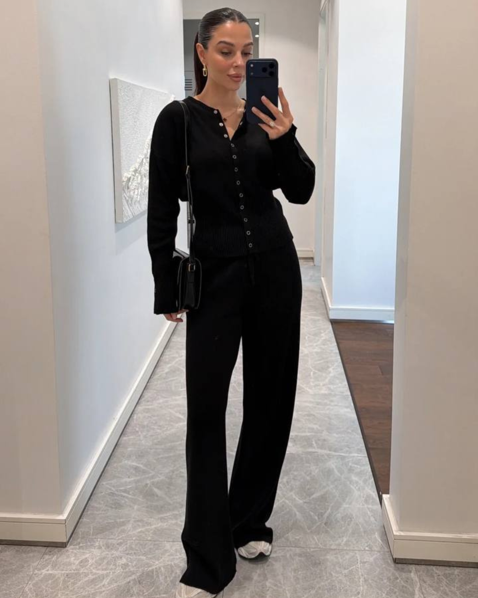 Cotton Knit Cardigan Set