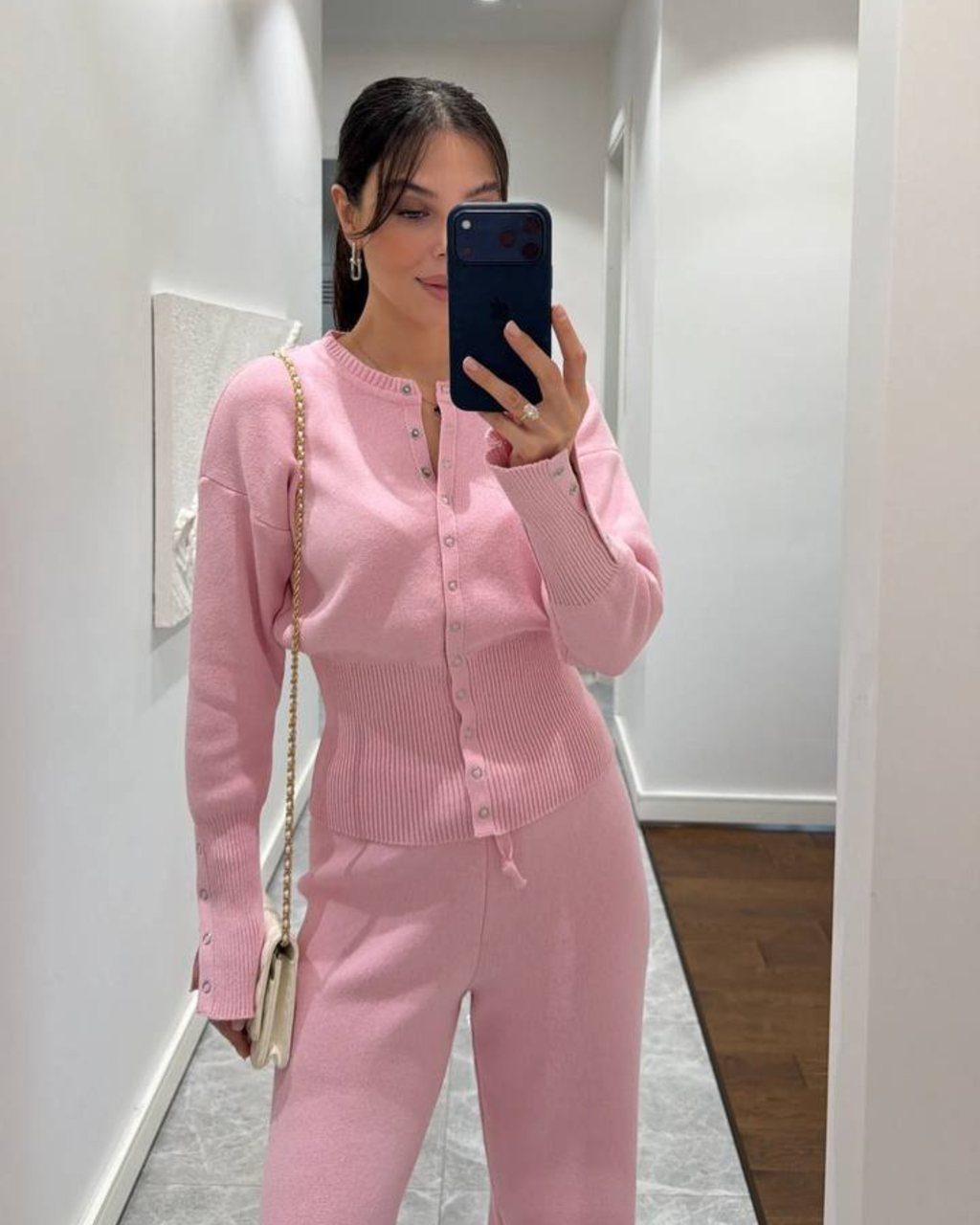 Cotton Knit Cardigan Set