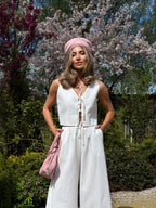 Women's Linen Two-Piece Set with Tie — Confeti