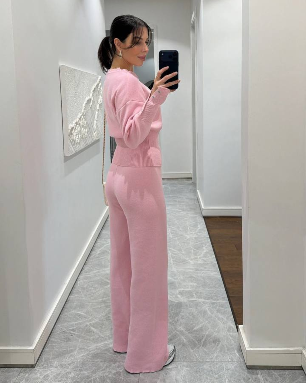 Cotton Knit Cardigan Set