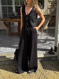 Women's Linen Two-Piece Set with Tie — Confeti