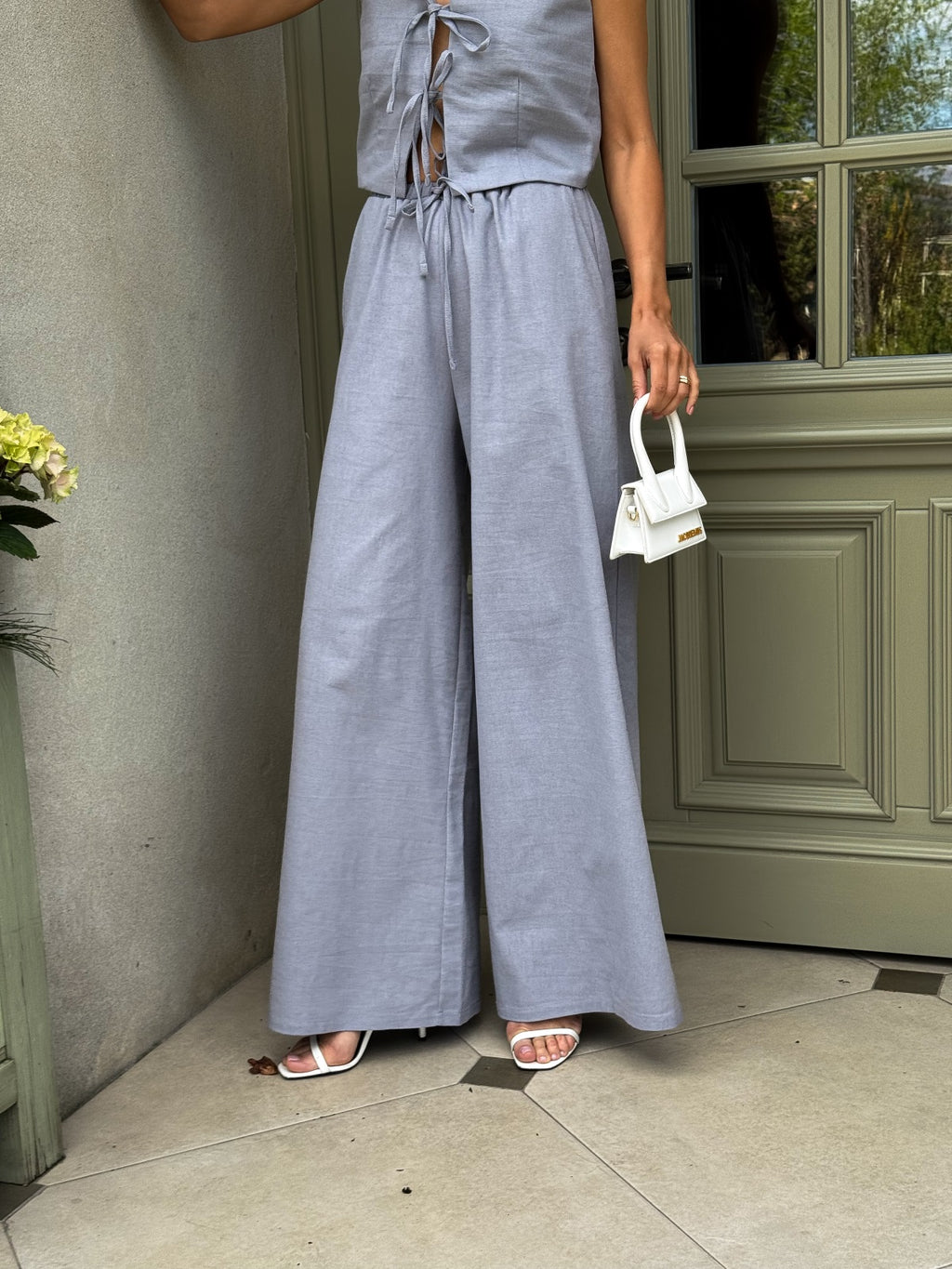 Women's Linen Two-Piece Set with Tie — Confeti
