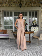 Women's Linen Two-Piece Set with Tie — Confeti