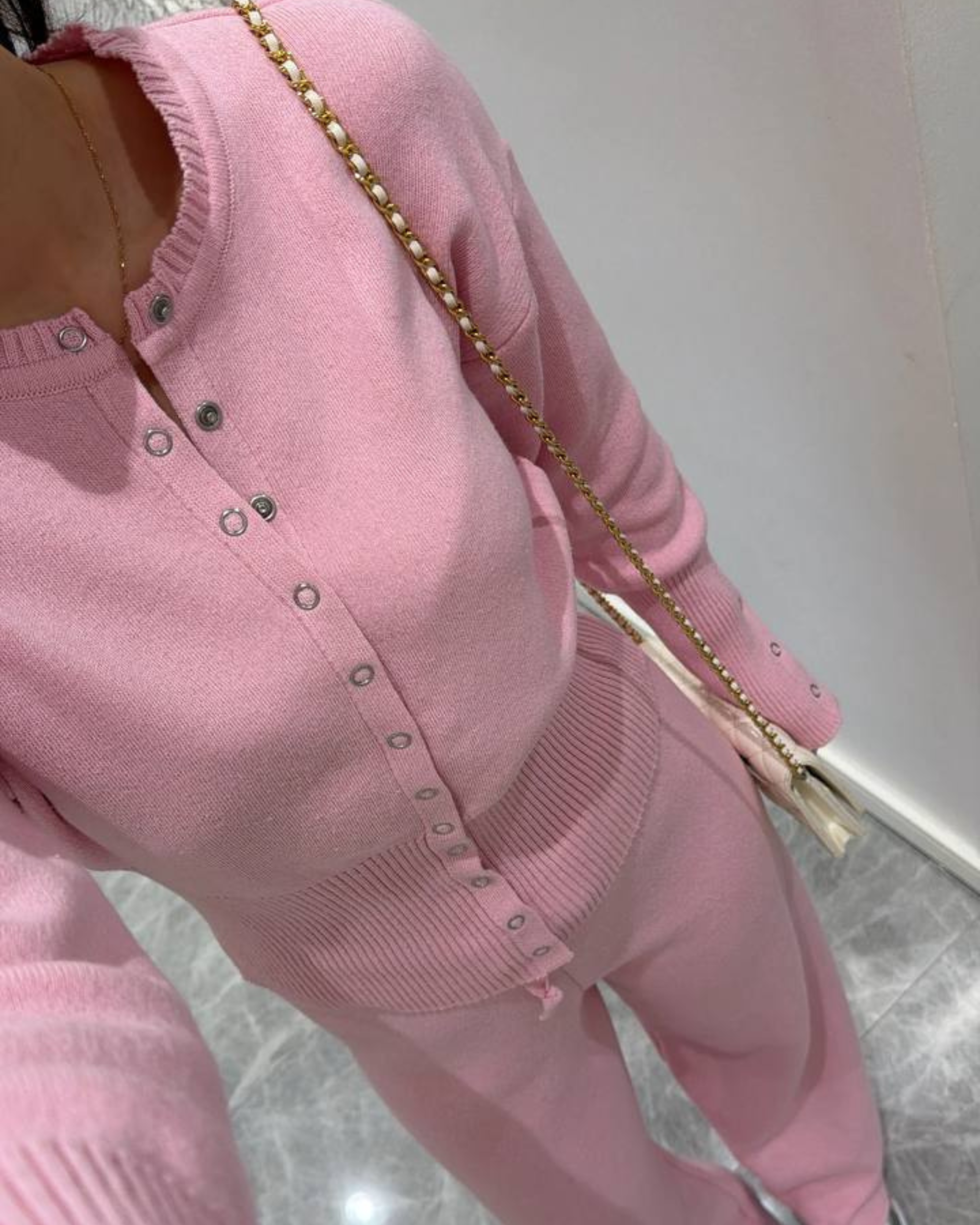 Cotton Knit Cardigan Set