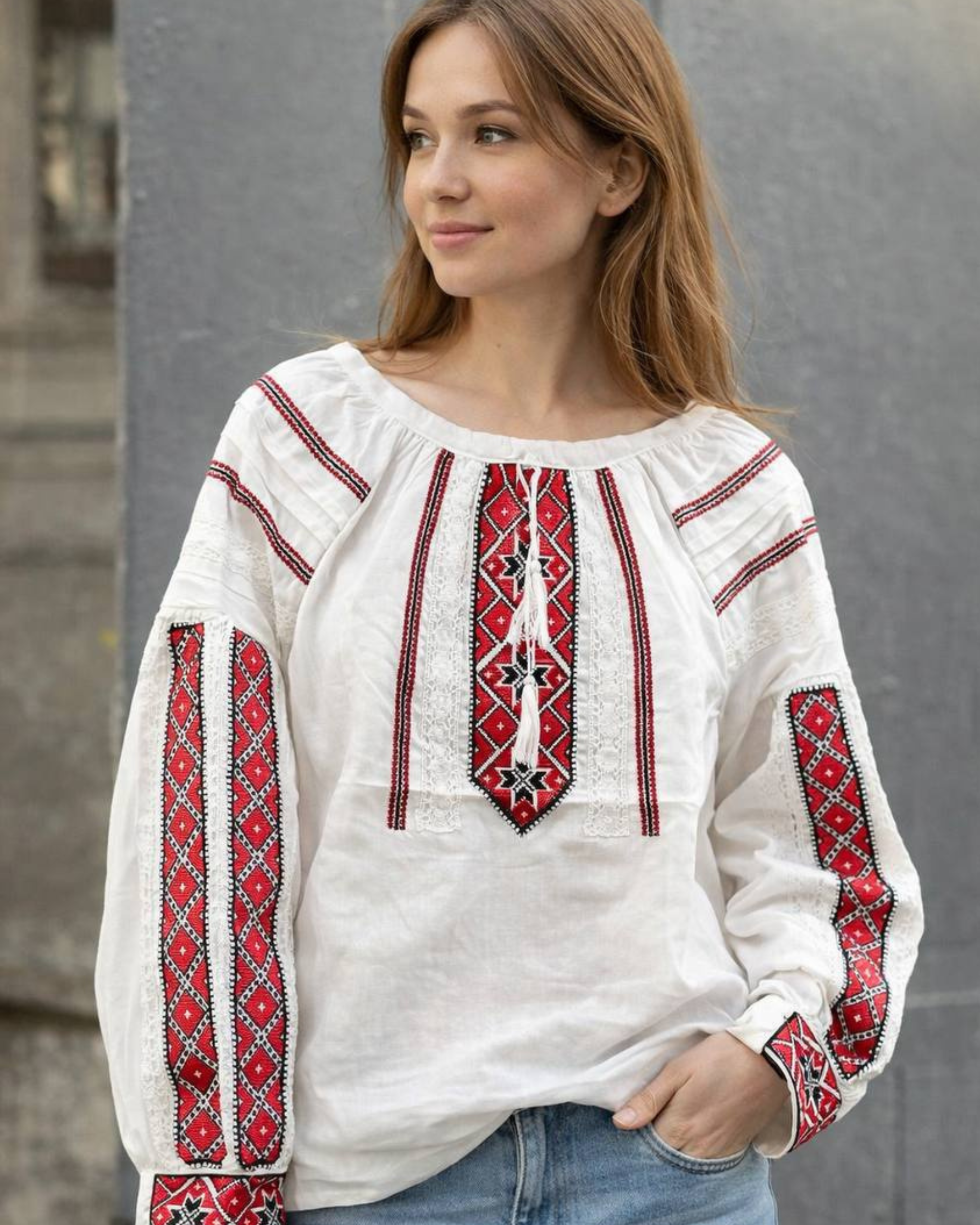 Red Geometric Embroidery – Vyshyvanka – Women
