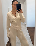 Cotton Knit Cardigan Set