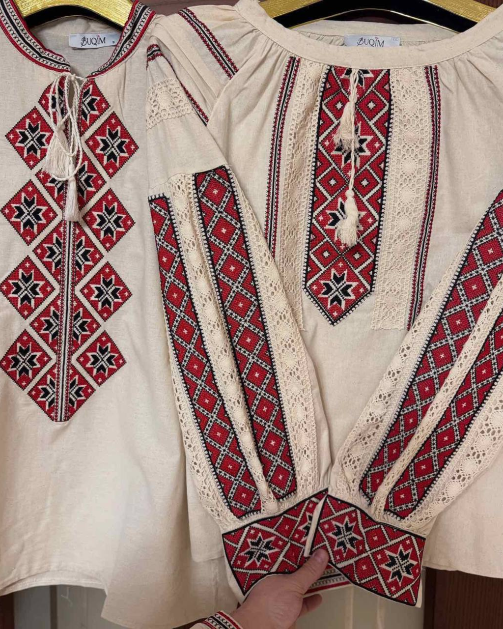 Red Geometric Embroidery – Vyshyvanka –  Men