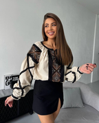 Vyshyvanka “Nadiya” – Beige Embroidered Blouse