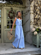 Women's Linen Two-Piece Set with Tie — Confeti