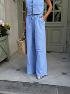 Women's Linen Two-Piece Set with Tie — Confeti