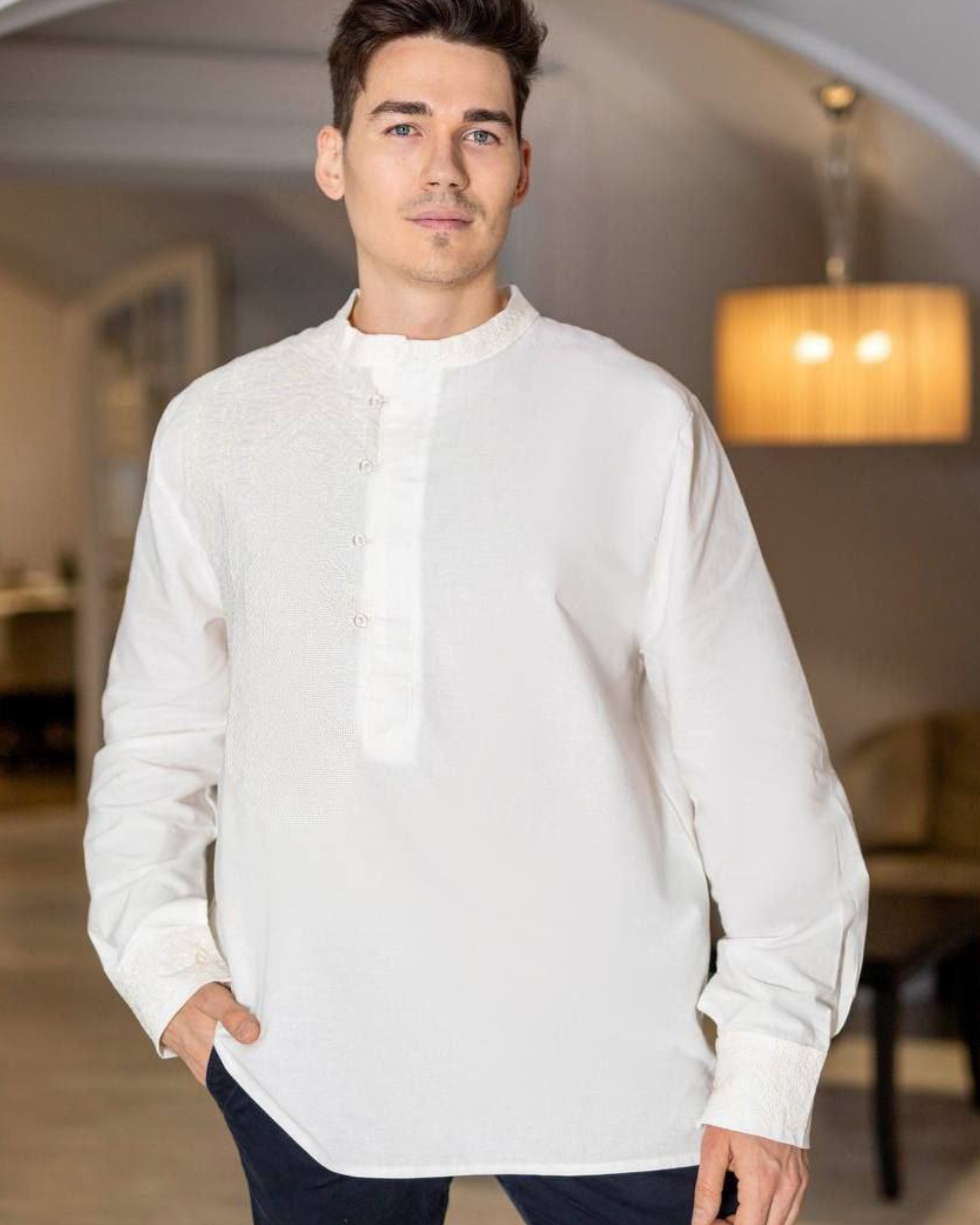 Pure White Embroidery Shirt – Vyshyvanka – Men