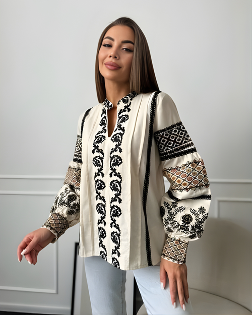 Beige Embroidered Vyshyvanka Blouse – Modern Ukrainian Style