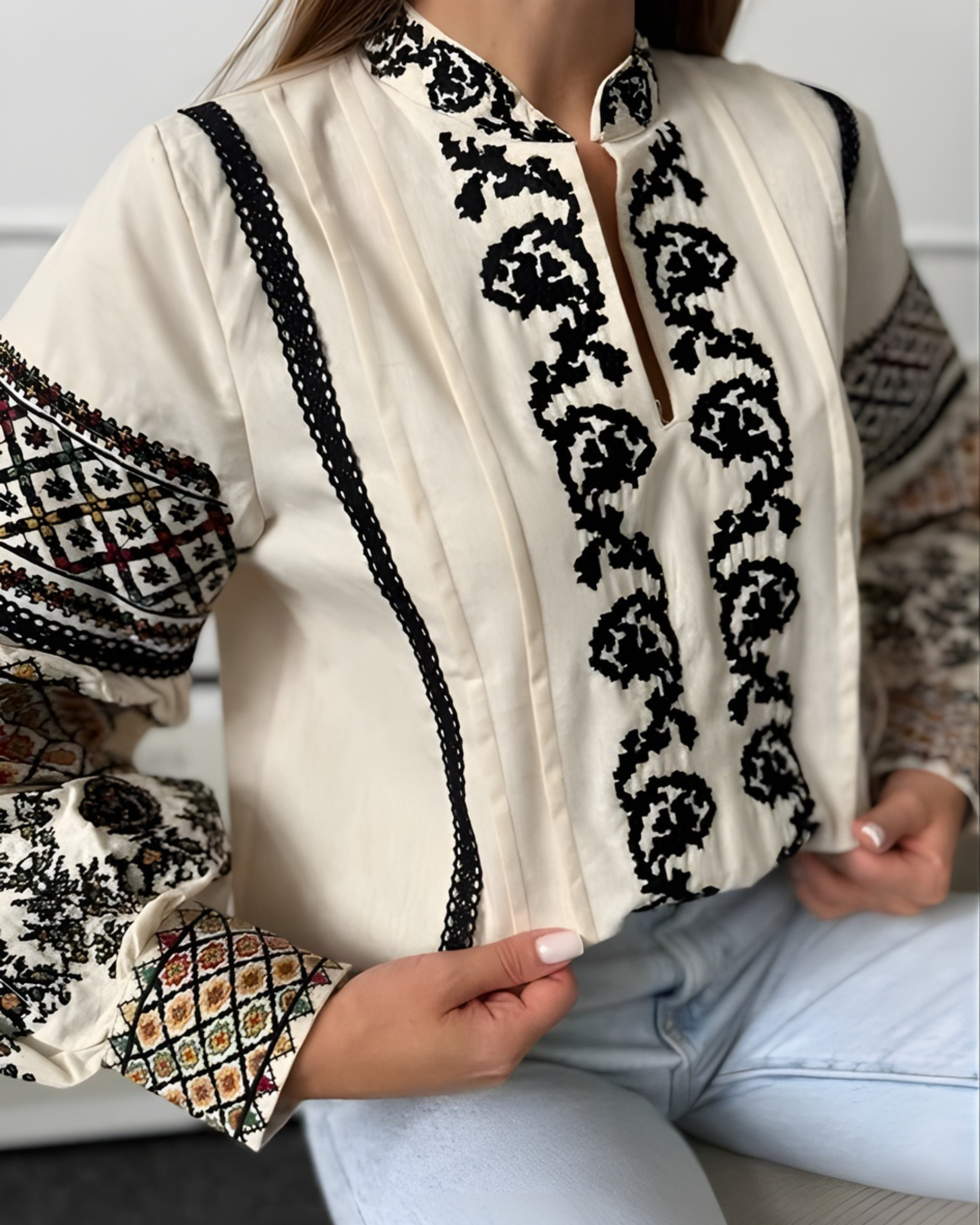 Beige Embroidered Vyshyvanka Blouse – Modern Ukrainian Style