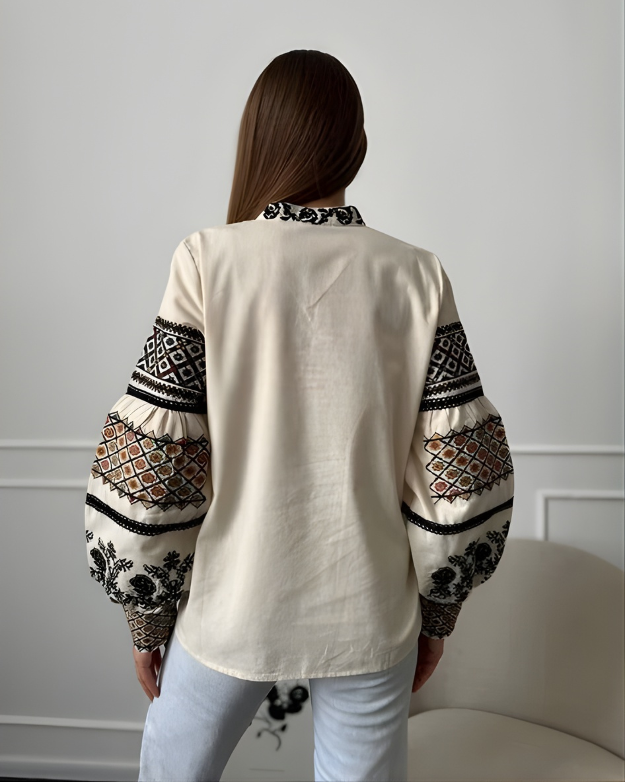 Beige Embroidered Vyshyvanka Blouse – Modern Ukrainian Style