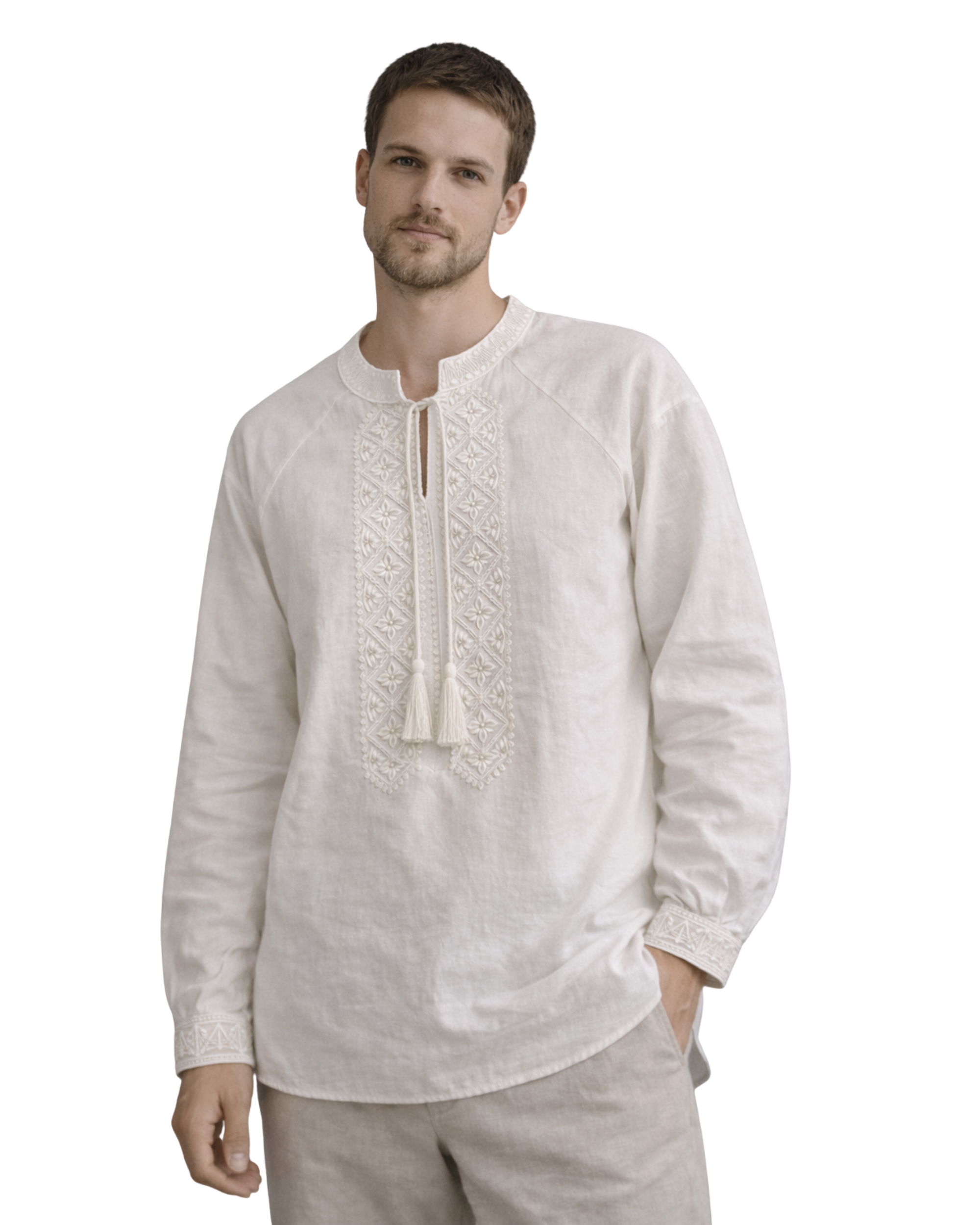 Classic White Embroidery – Vyshyvanka – Men