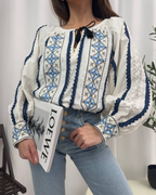 White Lace-Trim Embroidered Vyshyvanka