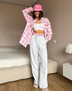 Flannel Shirt & Palazzo Pants Set