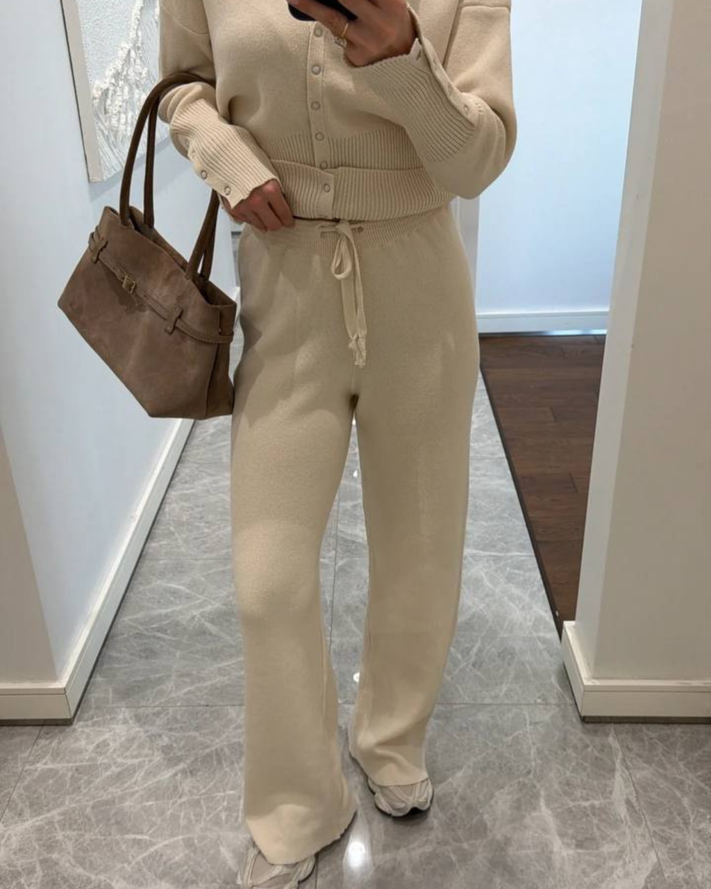 Cotton Knit Cardigan Set