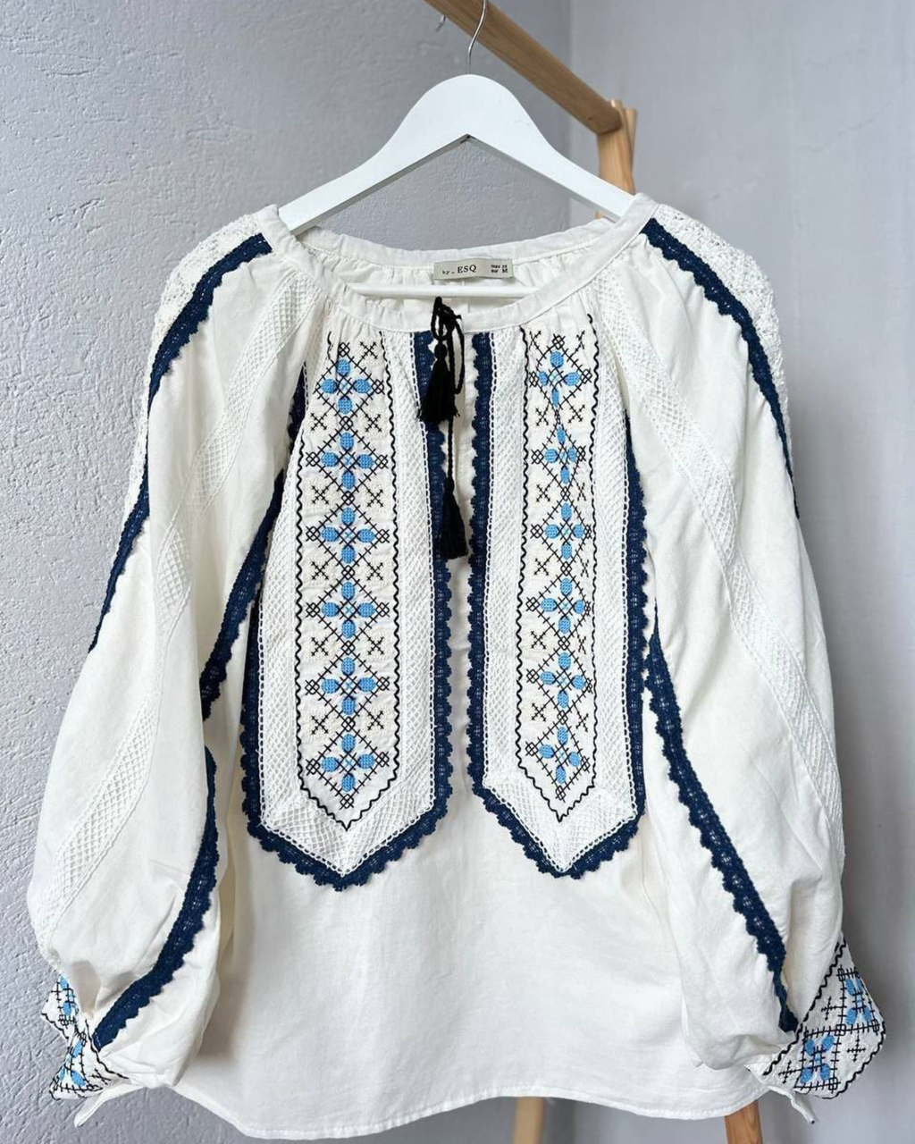 White Lace-Trim Embroidered Vyshyvanka