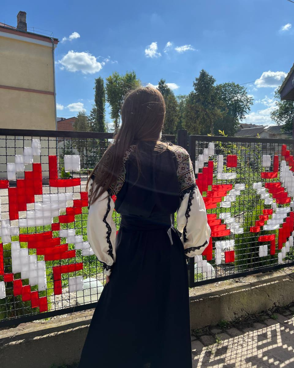 Ukrainian Embroidered Dress with Belt – Cotton Midi | S–3XL