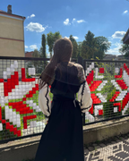 Ukrainian Embroidered Dress with Belt – Cotton Midi | S–3XL