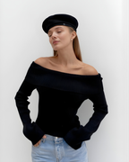 Open Shoulder Cotton Blend Top