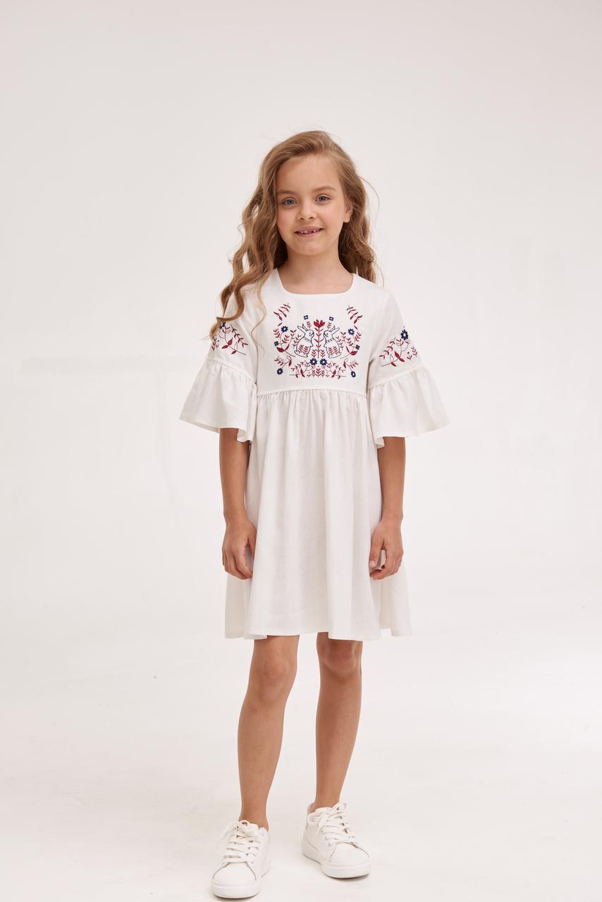 Girls' Ukrainian Embroidered Dress "Zaichyky" — Bunny Easter Vyshyvanka