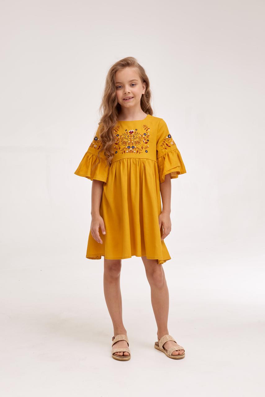 Girls' Ukrainian Embroidered Dress "Zaichyky" — Bunny Easter Vyshyvanka in Blue
