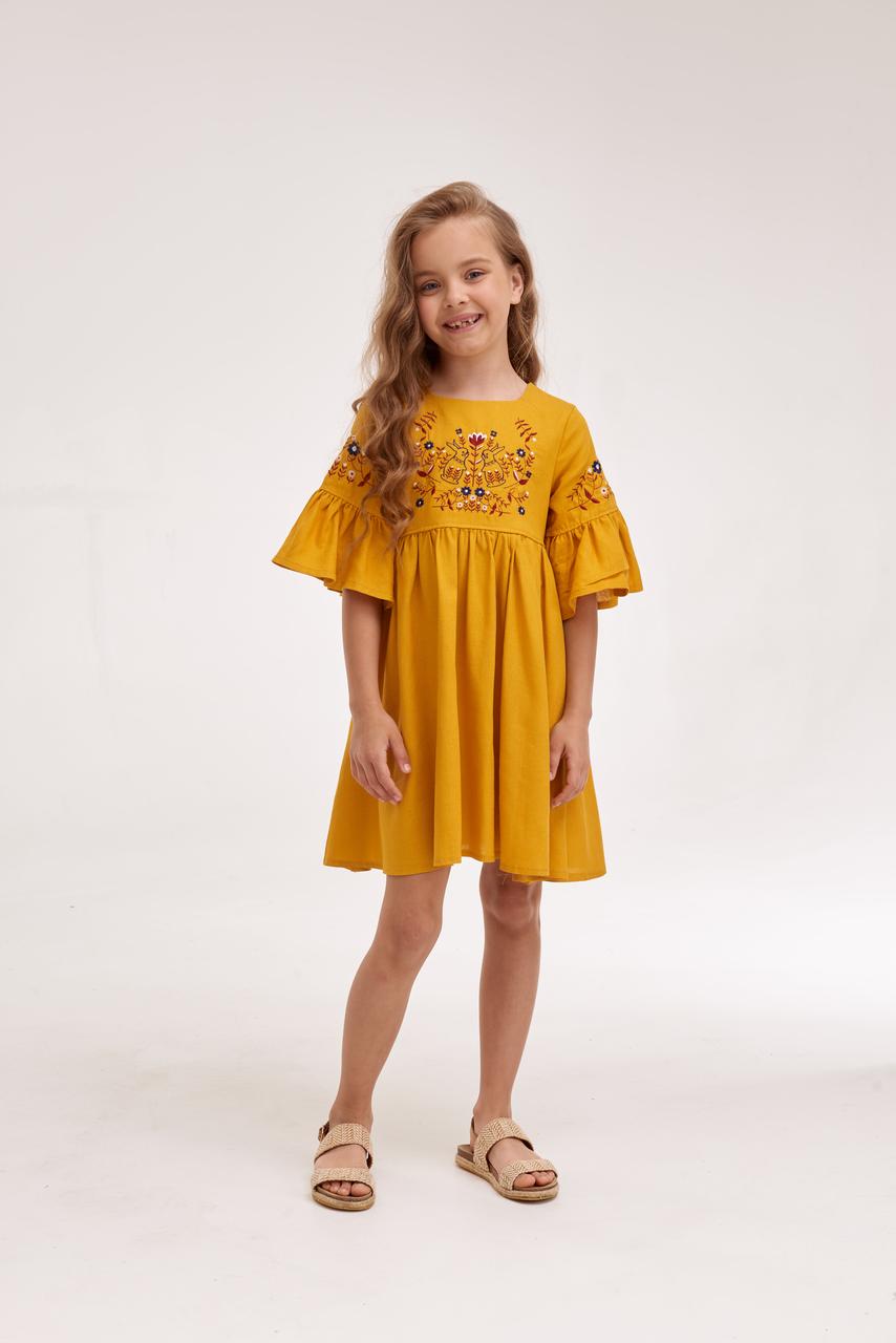 Girls' Ukrainian Embroidered Dress "Zaichyky" — Bunny Easter Vyshyvanka in Blue