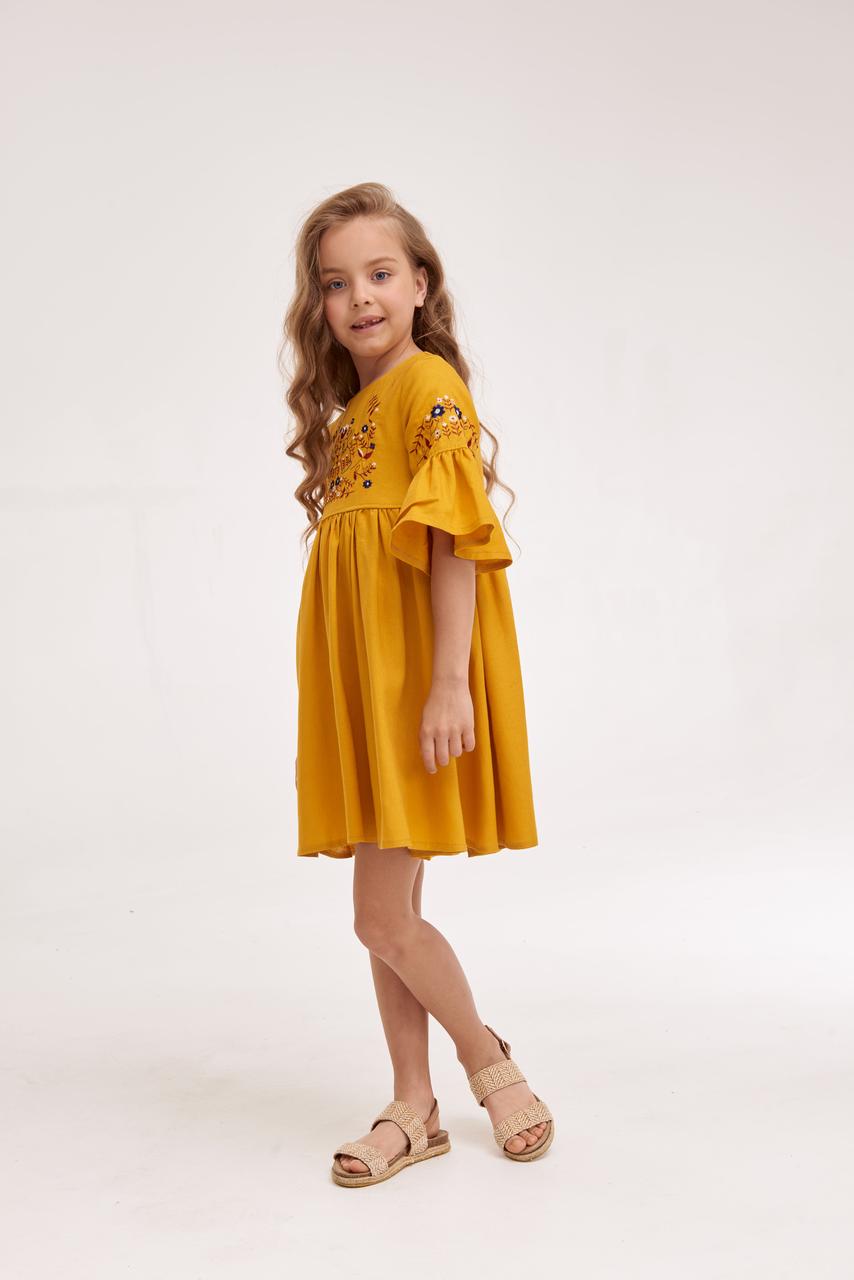 Girls' Ukrainian Embroidered Dress "Zaichyky" — Bunny Easter Vyshyvanka in Blue