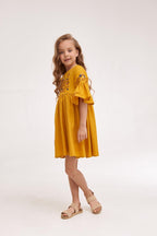 Girls' Ukrainian Embroidered Dress "Zaichyky" — Bunny Easter Vyshyvanka in Blue