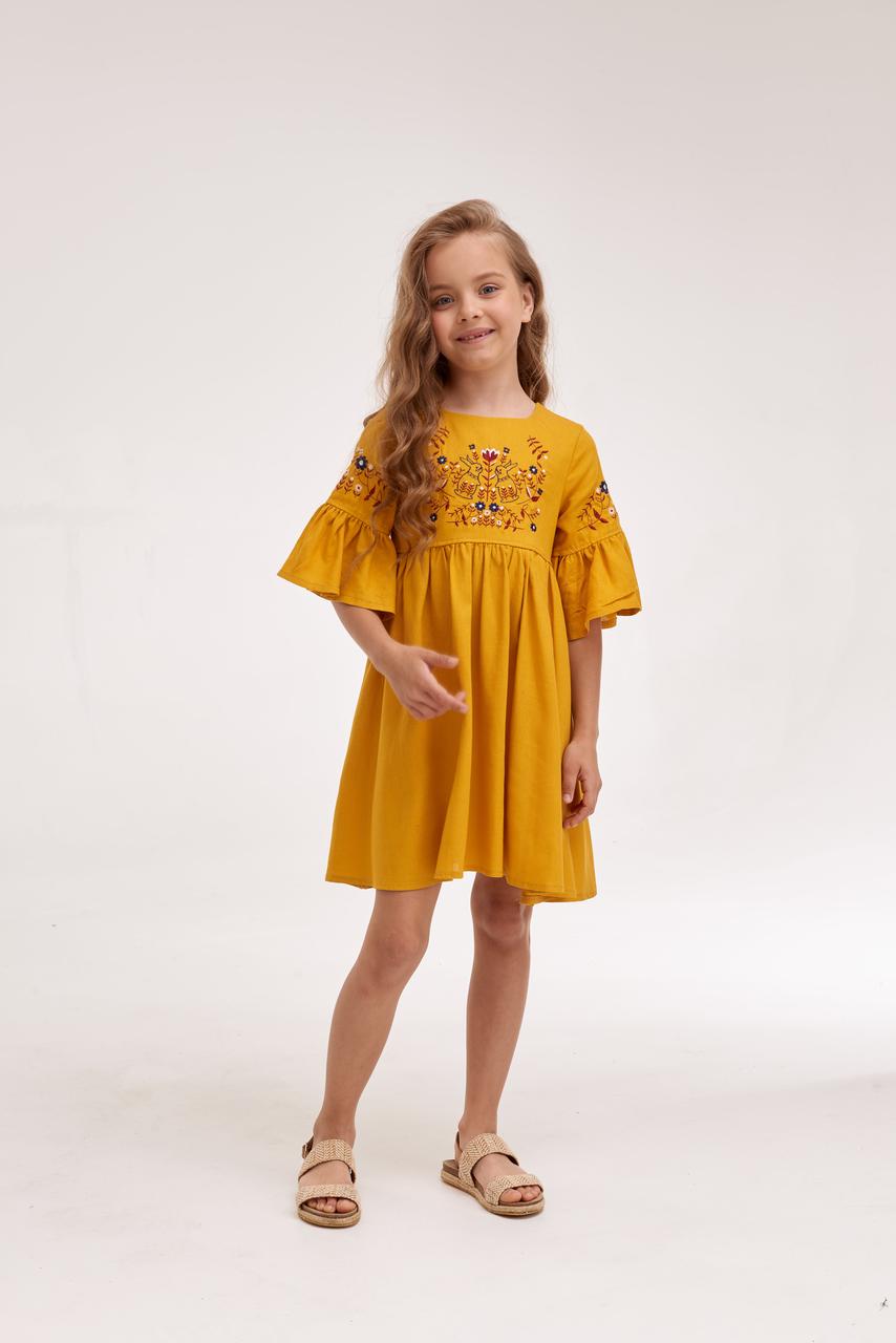 Girls' Ukrainian Embroidered Dress "Zaichyky" — Bunny Easter Vyshyvanka in Blue